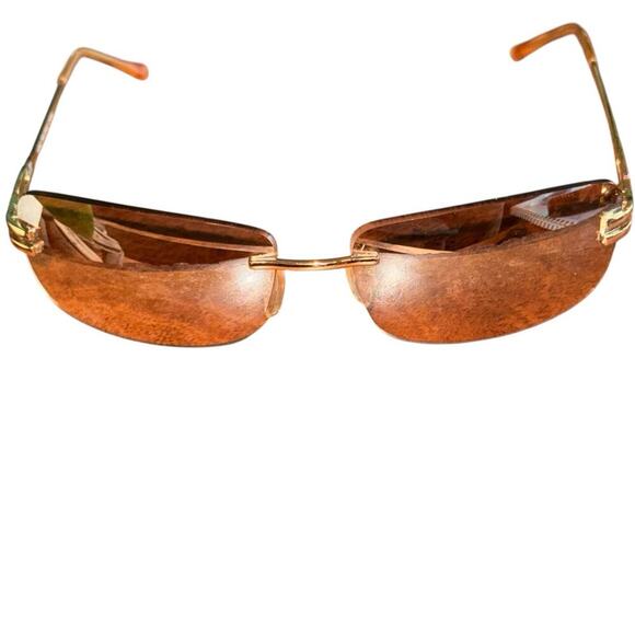 Unbranded Rimless Sunglasses Brown Fashion Preppy Beach Summer - Picture 1 of 5